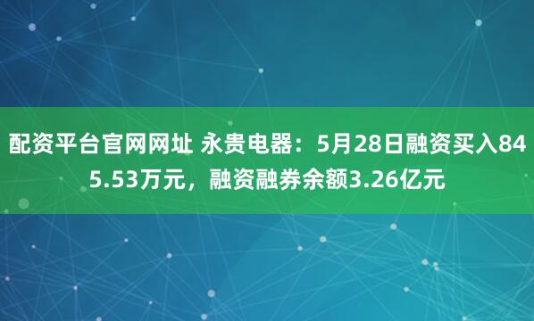配资平台官网网址 永贵电器：5月28日融资买入845.53万元，融资融券余额3.26亿元