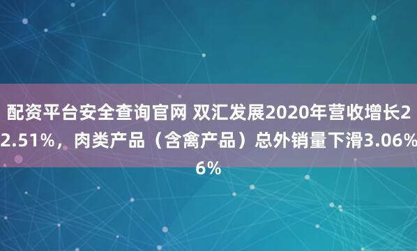 配资平台安全查询官网 双汇发展2020年营收增长22.51%，肉类产品（含禽产品）总外销量下滑3.06%